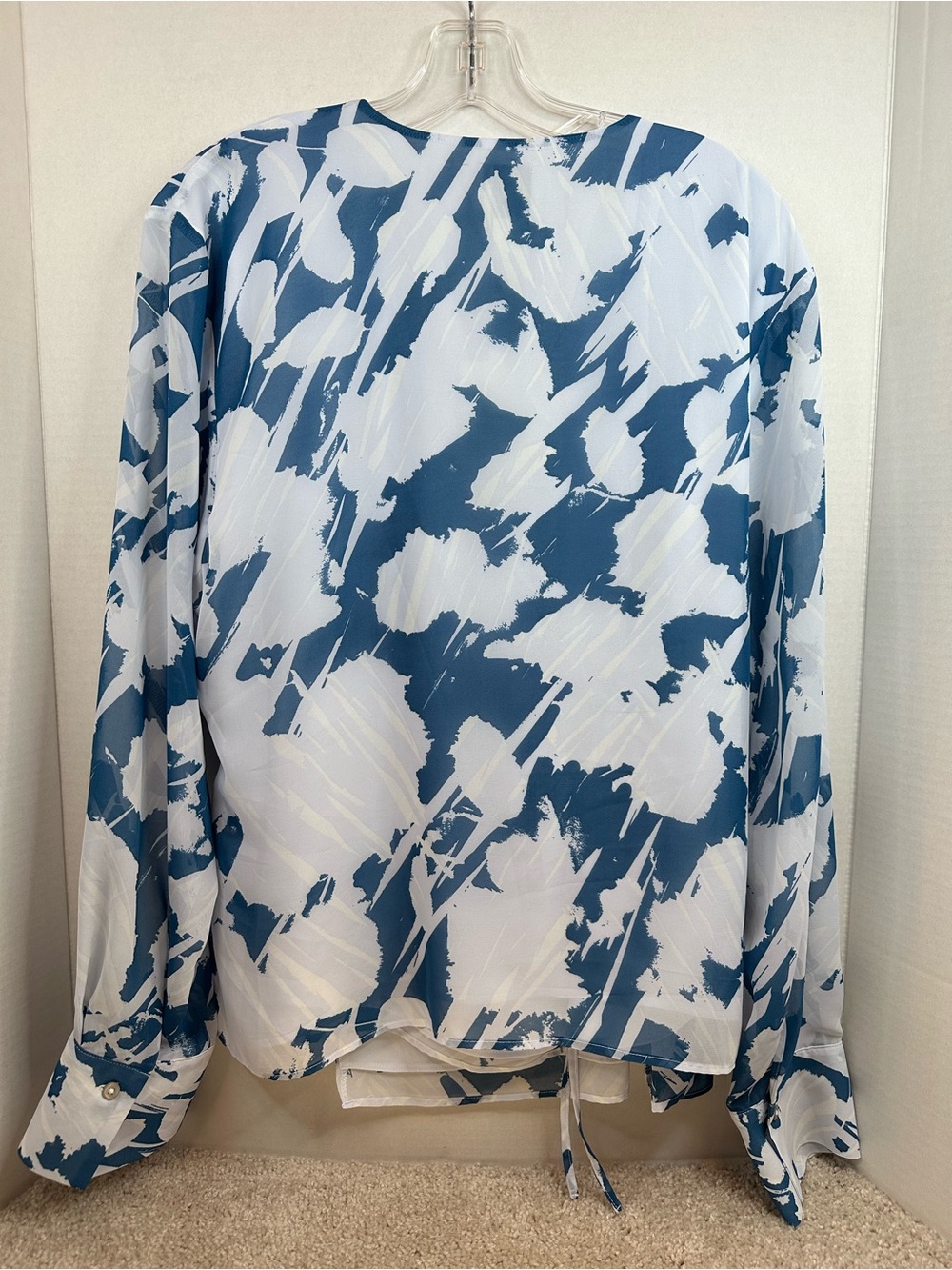 Calvin Klein Blue & White Abstract Wrap Top, XL, NWT - Picture 7 of 7